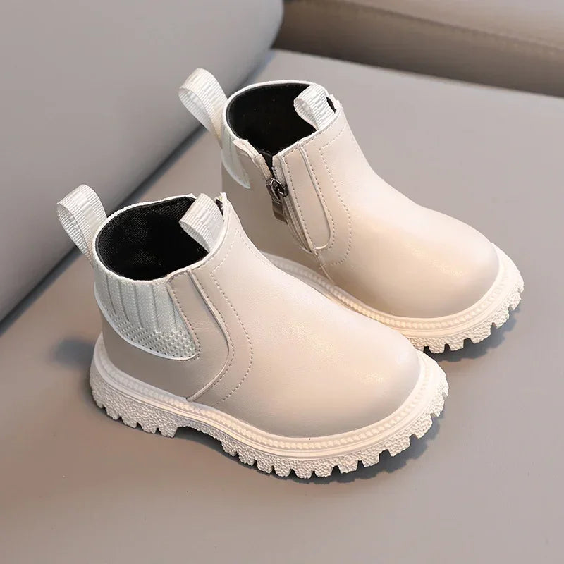 Kids Short Boots Fashion Boys Shoes Autumn Winter Leather Children Boots Non-Slip Toddler Girls Boot Toddler Snow Shoes kids_shoes