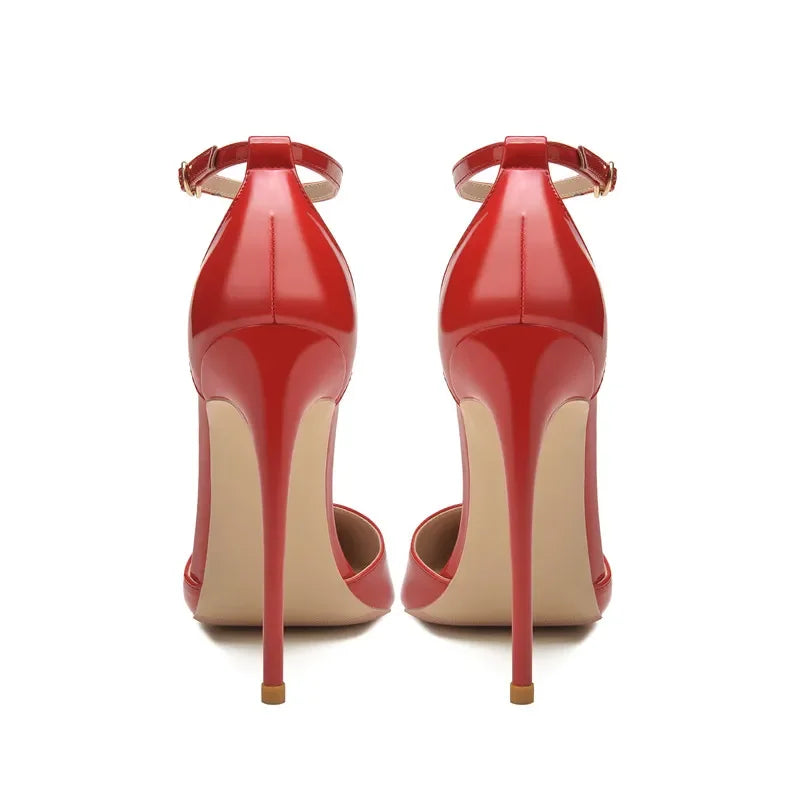 Sexy stiletto 12cm high heels pointed toe ankle strap high heels customize women pumps plus size crossdresser QP205 heels_stiletto