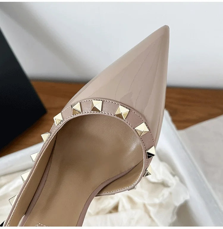 Shoes For Women 2025 Trend Luxury Metal Rivet High Heels Sandals Gladiator Pointed Toe Stiletto Heels Summer Sexy Party Shoes heels_stiletto