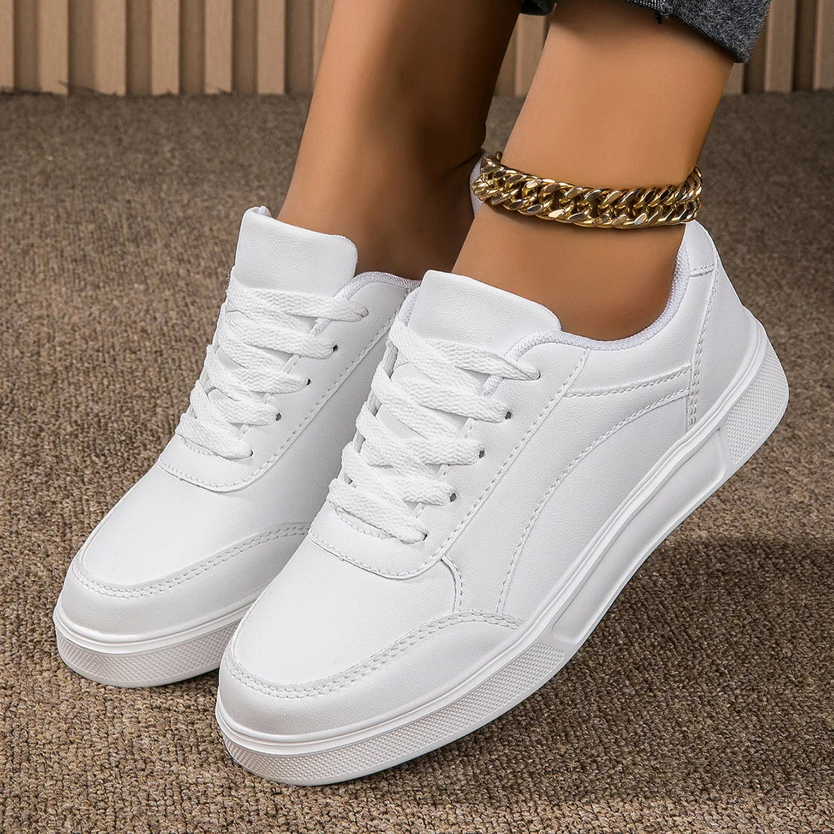 Baasploa Women Casual Sneakers Leather Platform Sneakers for Women Classics Comfort Skateboarding Shoes Non-Slip sneakers_women