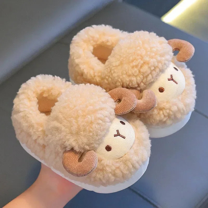 Winter Parent-child Warm Cotton Slippers Plush Children Cotton Boots Cute Cartoon Boys Girls Kids Anti Slip Indoor Home Slippers kids_shoes
