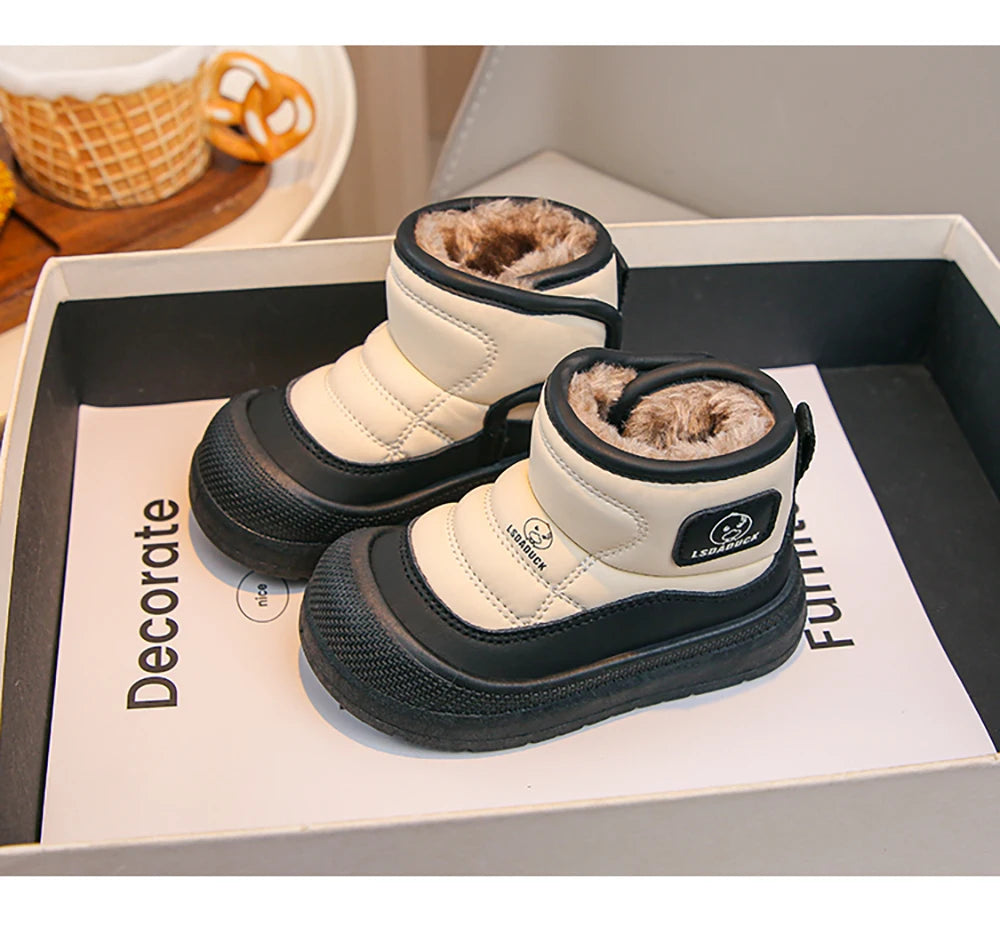 2025 New Winter Plush Snow Boots for Children Thick Warm Boy's Girl's Cotton Shoes Waterproof Kid's Winter Boots Velvet Shoe