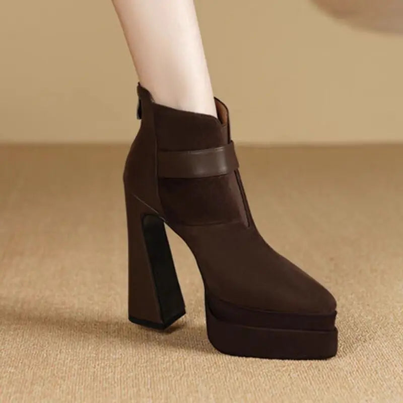 Crystal Platform Pointed Toe Women Ankle Boots Super High Heels Shoes 2025 Trend Luxury Brand Chunky Chelsea Snow Botas Pumps boots_platform