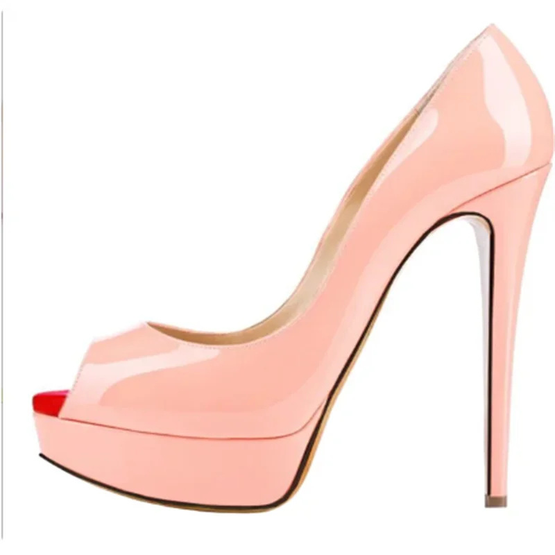 Women's Sexy Peep Toe Platform Stiletto Slip on Super High Heel Pumps Party Dress Wedding Shoes 14cm Big Size