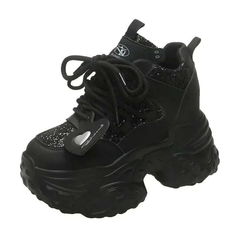 7CM Women Casual Platform Sneakers High Heels New Spring Sports Vulcanized Shoes Bling Trainers Chunky Sneakers Zapatos Mujer sneakers_platform