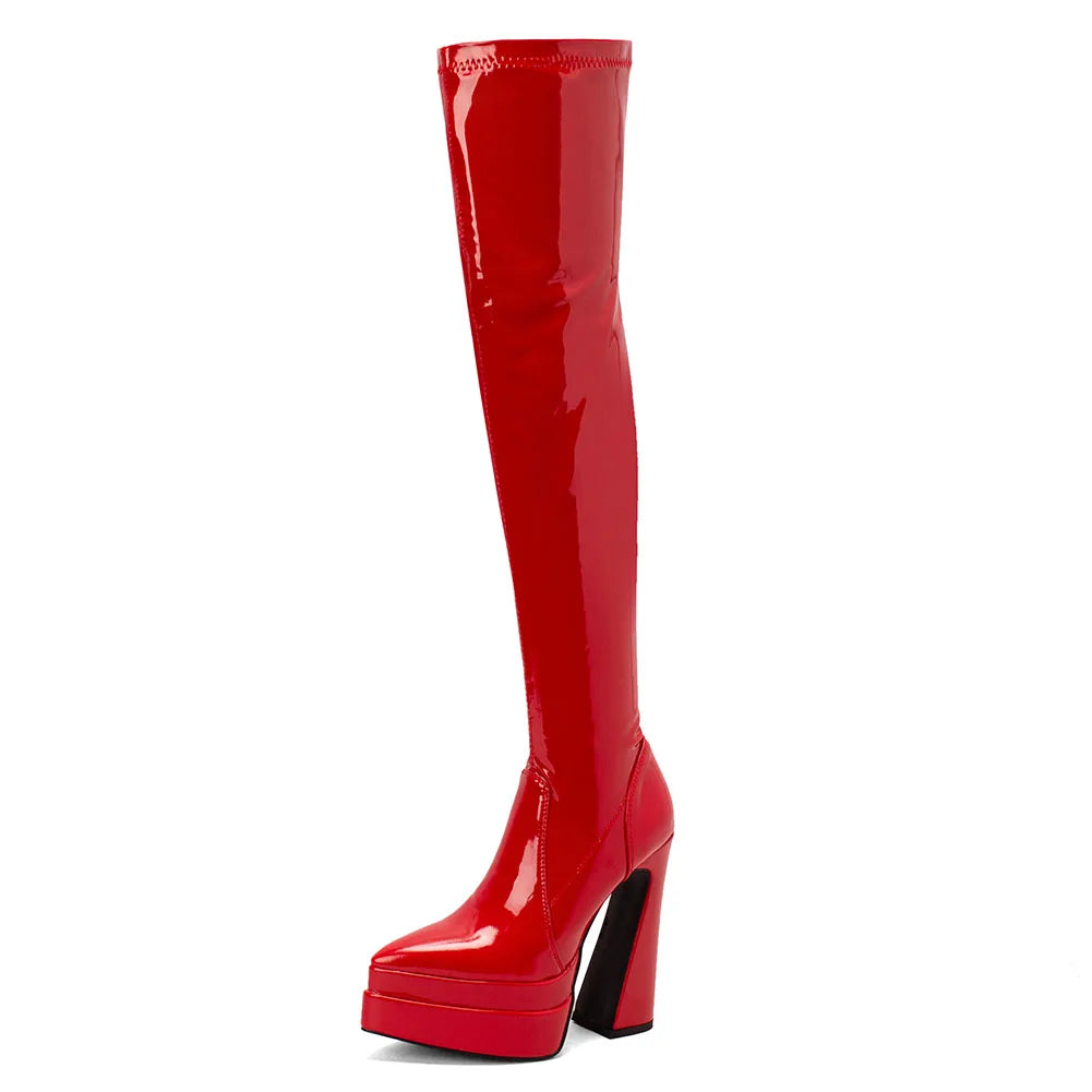 Pointed Toe Platform Women Over The Knee High Boots Dropship High Heel 2022 Winter Fashion Office Lady Women Shoes Big Size 43 boots_platform