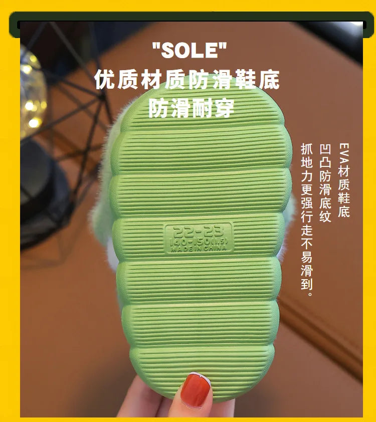 Children's Cotton Slippers Boys Girls Anti Slip Warm Slippers Fashion Cute Cartoon Cotton Shoes Baby Winter Indoor Home Shoes kids_shoes