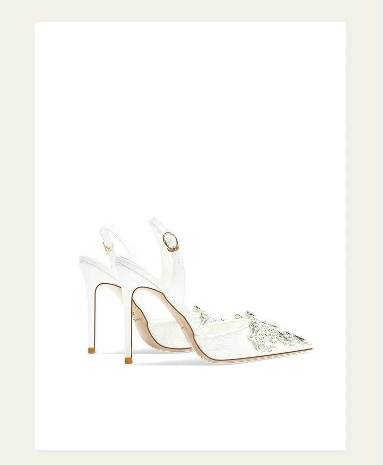 2025 New Baotou Fairy Wind Sandals Female Diamond-Pointed High Heels With Wedding Shoes Sexy Bridesmaid Shoes heels_bridal