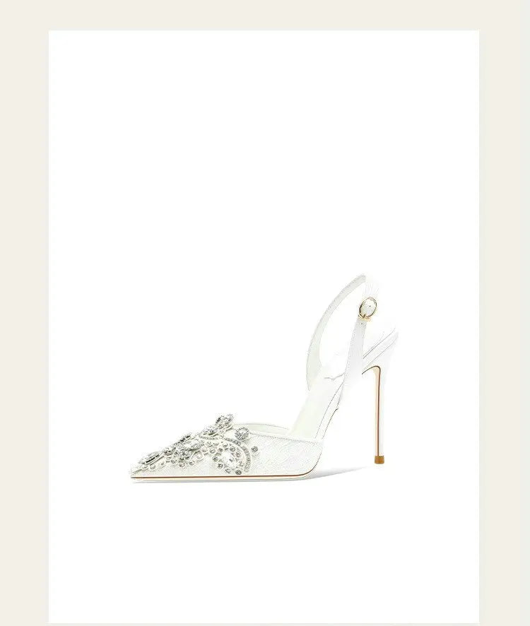 2025 New Baotou Fairy Wind Sandals Female Diamond-Pointed High Heels With Wedding Shoes Sexy Bridesmaid Shoes heels_bridal