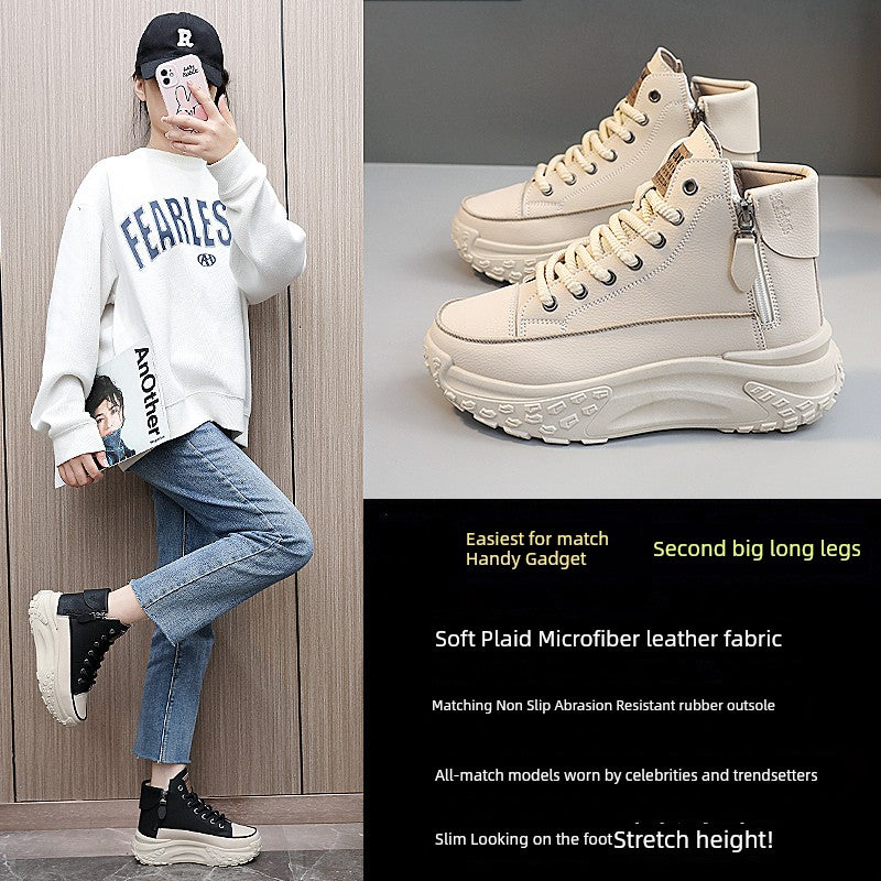 Women's High-Top Shoes 2025 New Arrival Best Selling Women's Shoes Fall Easiest for Match Raise the Bottom Fall and Winter White Casual Sports Shoes sneakers_platform