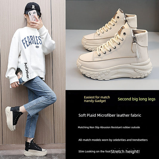 Women's High-Top Shoes 2025 New Arrival Best Selling Women's Shoes Fall Easiest for Match Raise the Bottom Fall and Winter White Casual Sports Shoes sneakers_platform