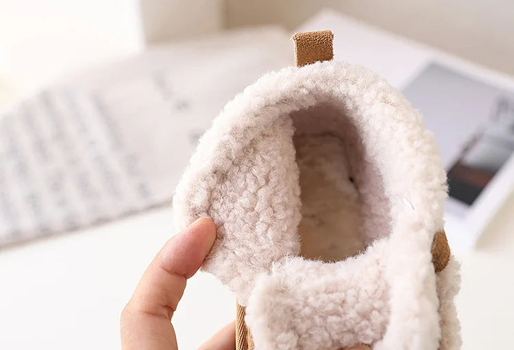 Children's Snow Boots For Girls Leather Warm Plush Fashion Non-slip Toddler Kids Boys Boots EU 21-30 kids_shoes