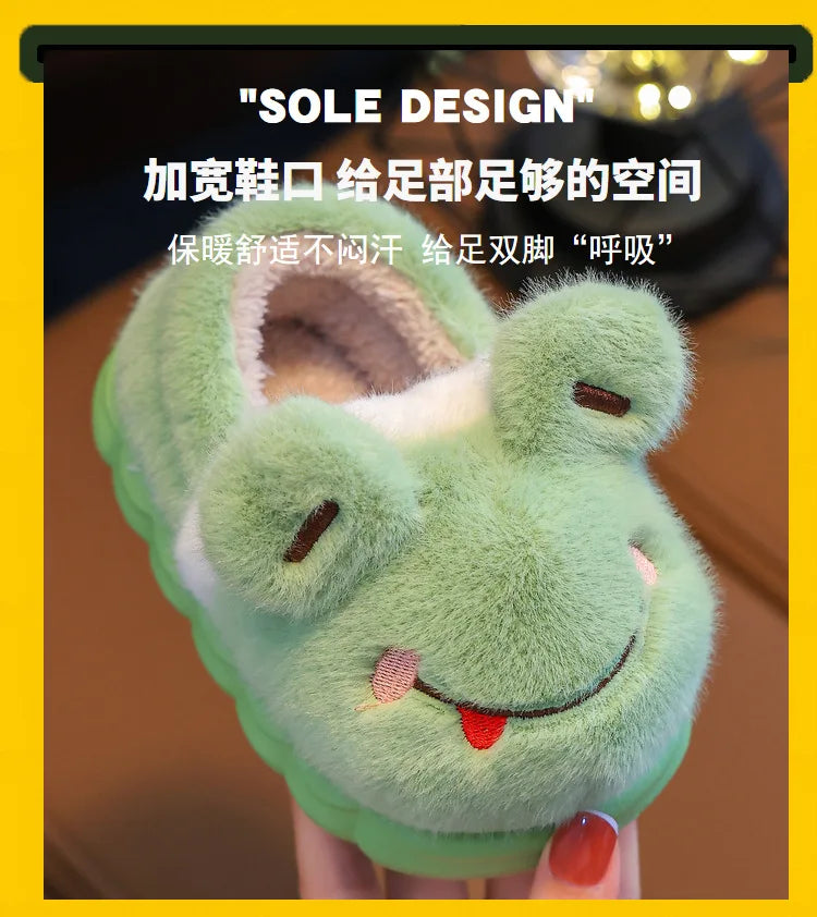 Children's Cotton Slippers Boys Girls Anti Slip Warm Slippers Fashion Cute Cartoon Cotton Shoes Baby Winter Indoor Home Shoes kids_shoes