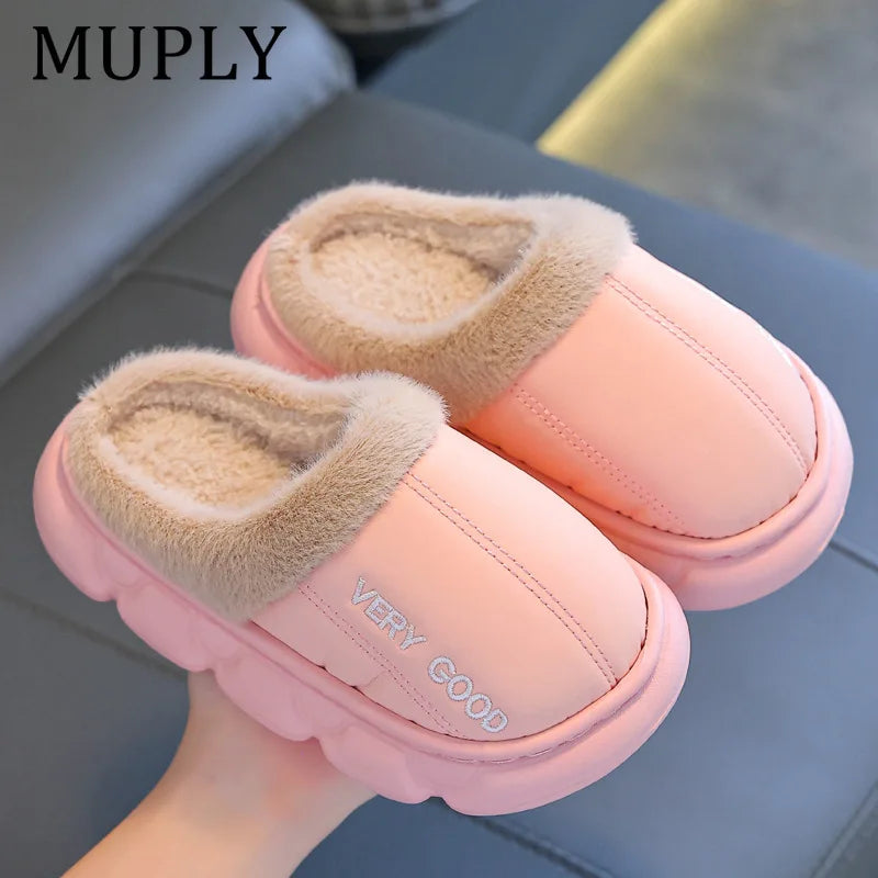 Children Cotton Shoes Britain Style Kids Classic Slippers Solid Color Sewing Plush Warm Winter Boys Girls Fashion Slippers kids_shoes