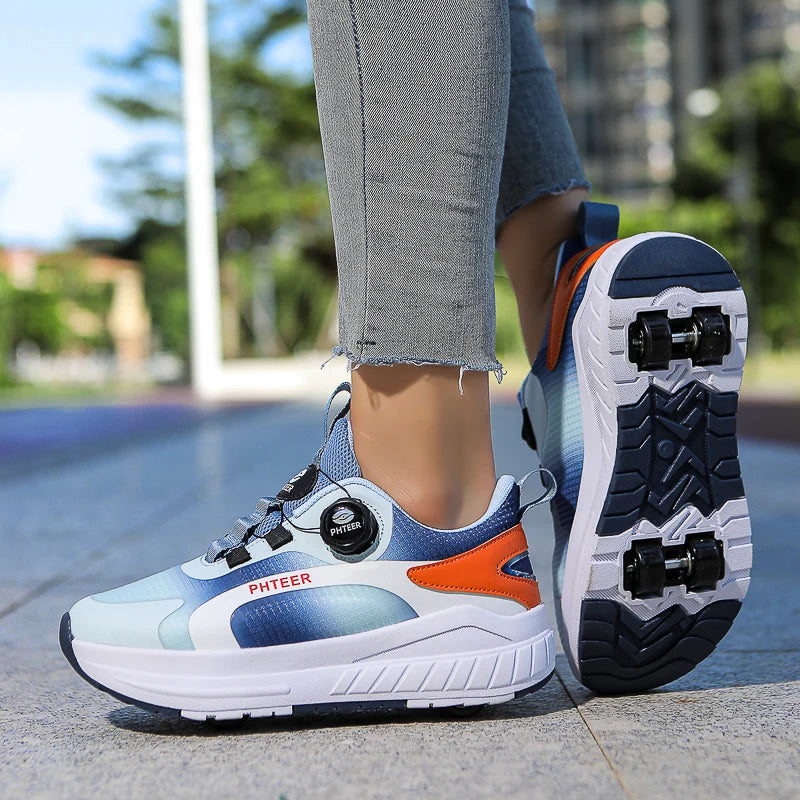 Fashion 4-wheel roller skates sneakers for students children outdoor wheel shoes Multifunctional sports shoes kids_shoes