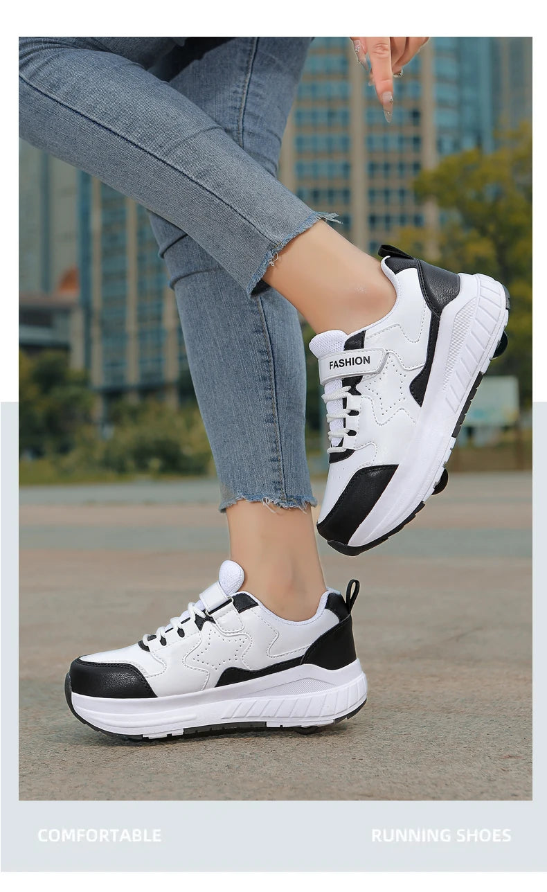 Kids Roller Skate Shoes Fashion Casual Sports Children 4-Wheels Sneakers for Boys and Girls Gift Nice Footwear kids_shoes