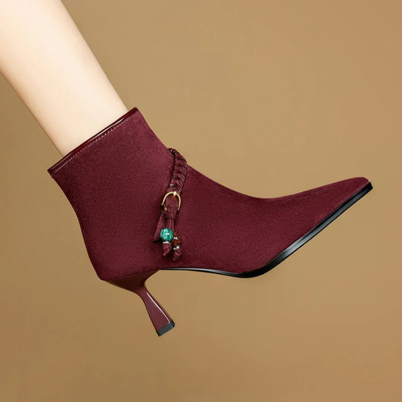 Pointed Toe Women's Ankle Boots High Heels Fashion Dress Shoes Designer Luxury Winter Boots 2025 New Elegant Pumps Mujer Botas boots_highheel