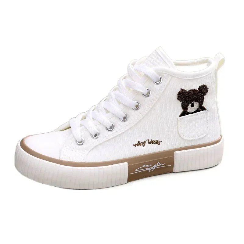 Cute Women's Canvas Shoes Women Shoes Pocket Bear Ladies Sneakers Versatile Female Vulcanized Shoes High Toc Zapatos Para Mujere sneakers_women