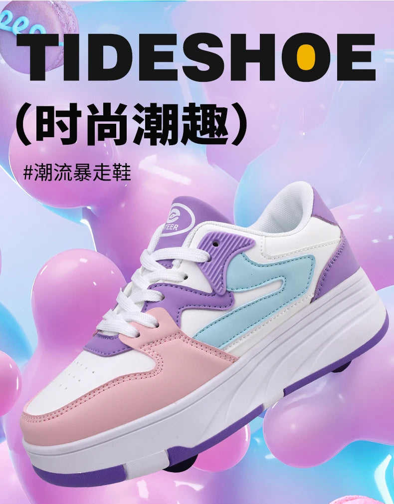 Children's Outdoor Sports Roller Skates Shoes Single Row Wheel kids Sliding Shoes four-Wheel for boys and grils kids_shoes