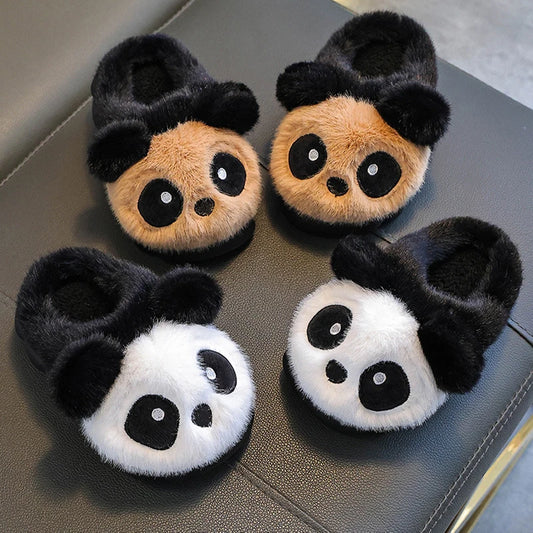 Winter Children Cotton Slippers Boys Warm And Plush Panda Slippers Cute Cartoon Girls Home Slippers kids_shoes