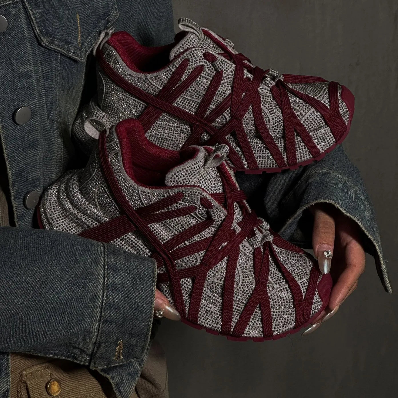 Top Quality Sneakers Women Skate Shoes Rhinestone Women Loafers Platform Fashion Shiny Women's Casual Shoes Crystal Sneaker sneakers_platform