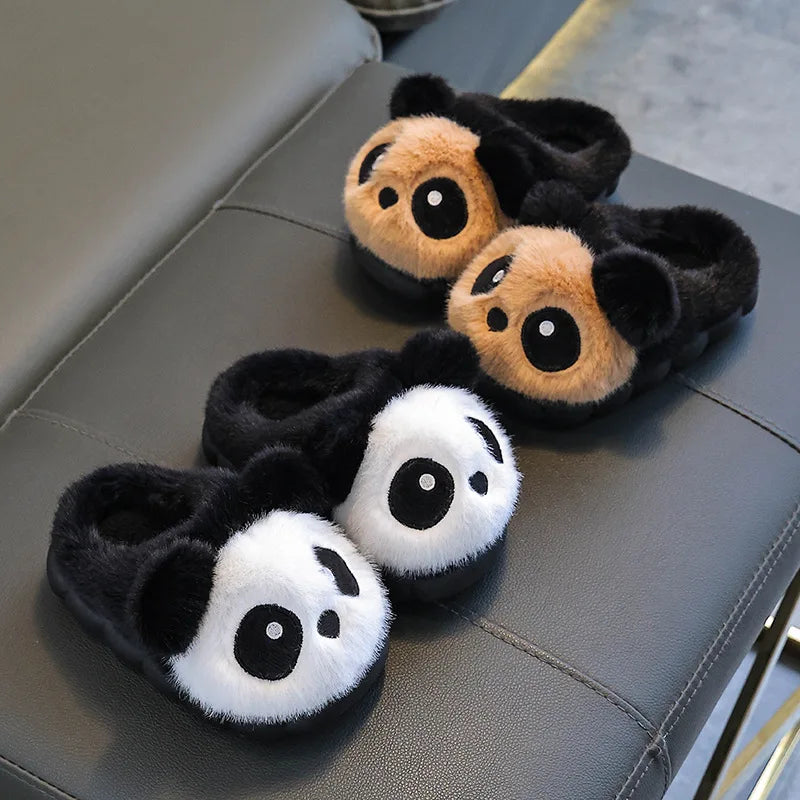 Winter Children Cotton Slippers Boys Warm And Plush Panda Slippers Cute Cartoon Girls Home Slippers kids_shoes