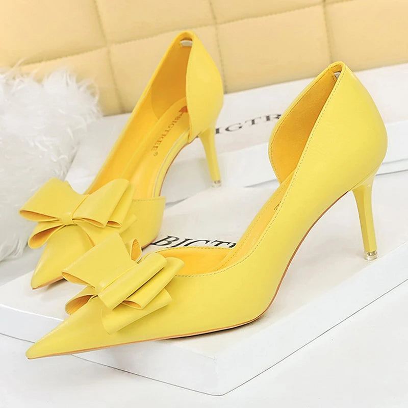 BIGTREE Shoes Bow-knot Woman Pumps Stiletto 10.5 Cm Women Basic Pump Pointed Toe Classic Pumps Sexy High Heels Women Shoes 2025 heels_stiletto