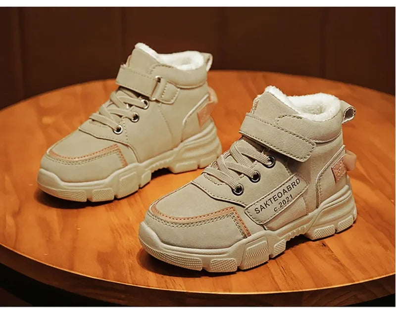 Winter Children's Boots Boys Plus Cashmere Thicken Warm Snow Boots Girls Non-slip Outdoor Boots Student Shoes Hiking Shoes kids_shoes