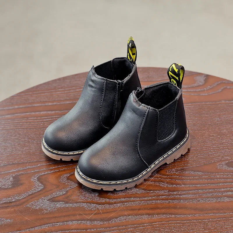 New Kids Fashion Boots for Boys Girls Toddlers Big Children Ankle Boots with Zipper Warm Thick Plush Autumn Winter Chelsea Boots kids_shoes