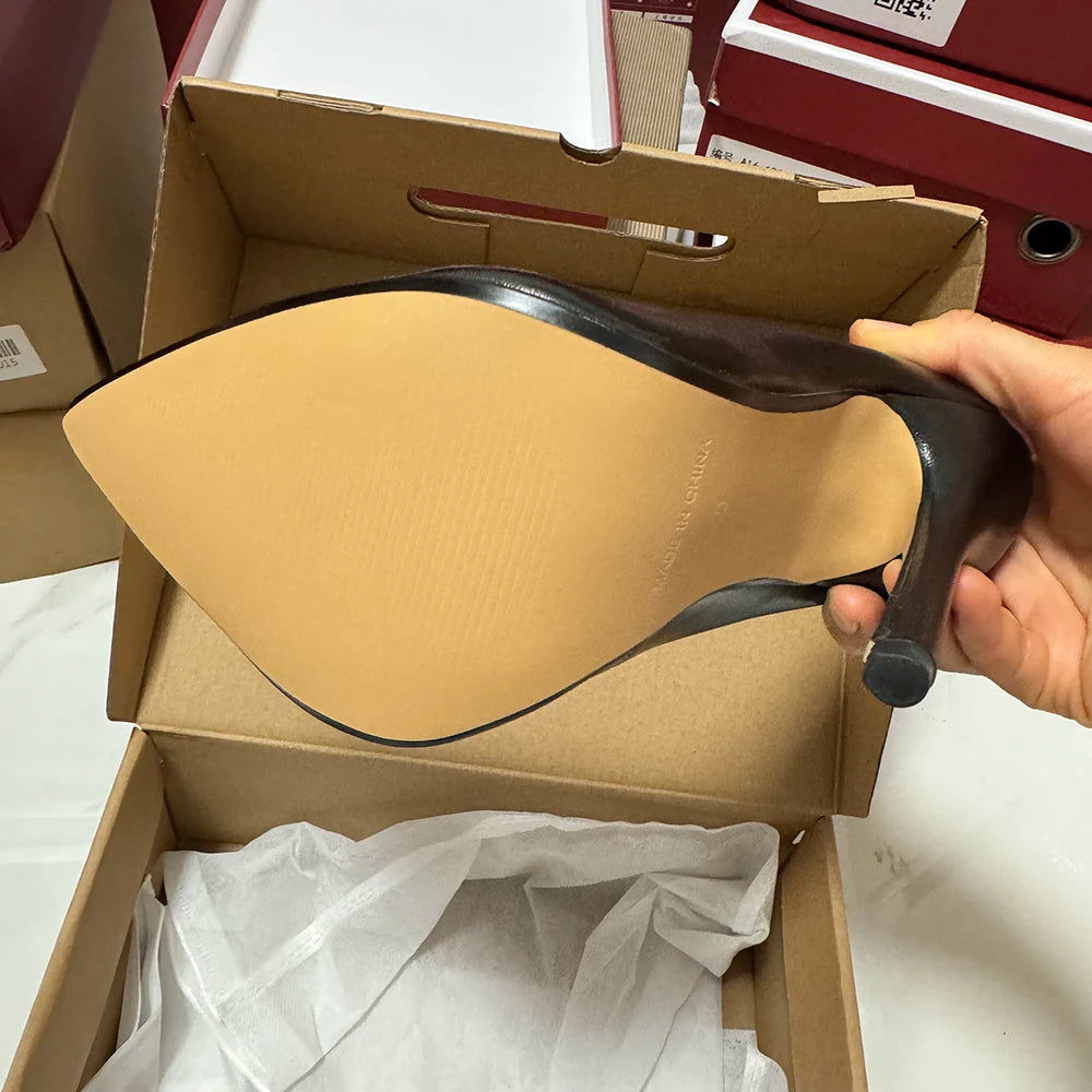 Tikicup Plus Size 40-48 Solid Black 15cm Extremely High Heel Pointy Toe Stiletto Pumps Slip On Crossdress Gragon Queen Shoes heels_stiletto