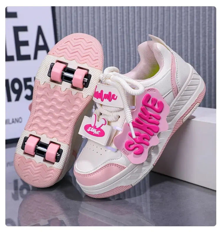 Fashion Roller Skate Shoes Kids Children Casual Sports Toy Gift Games Boys 4 Wheels Sneakers Girls Boots Ultra Light Rollerskate kids_shoes