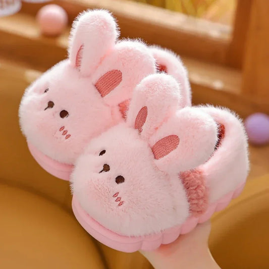 New Children's Cartoon Animals Heel Wrap Plush Slippers Soft Sole Non-slip Winter Warm Baby Boys Girls Indoor Home Cotton Shoes kids_shoes