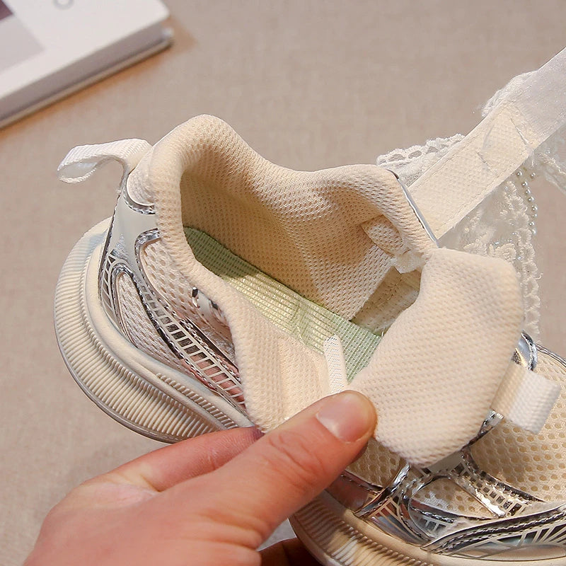 Girls Sports Shoes Spring Autumn Pink Breathable Girls Casual Shoes 3-18 Years Old Beige Soft Non-slip Children's Single Shoes kids_shoes