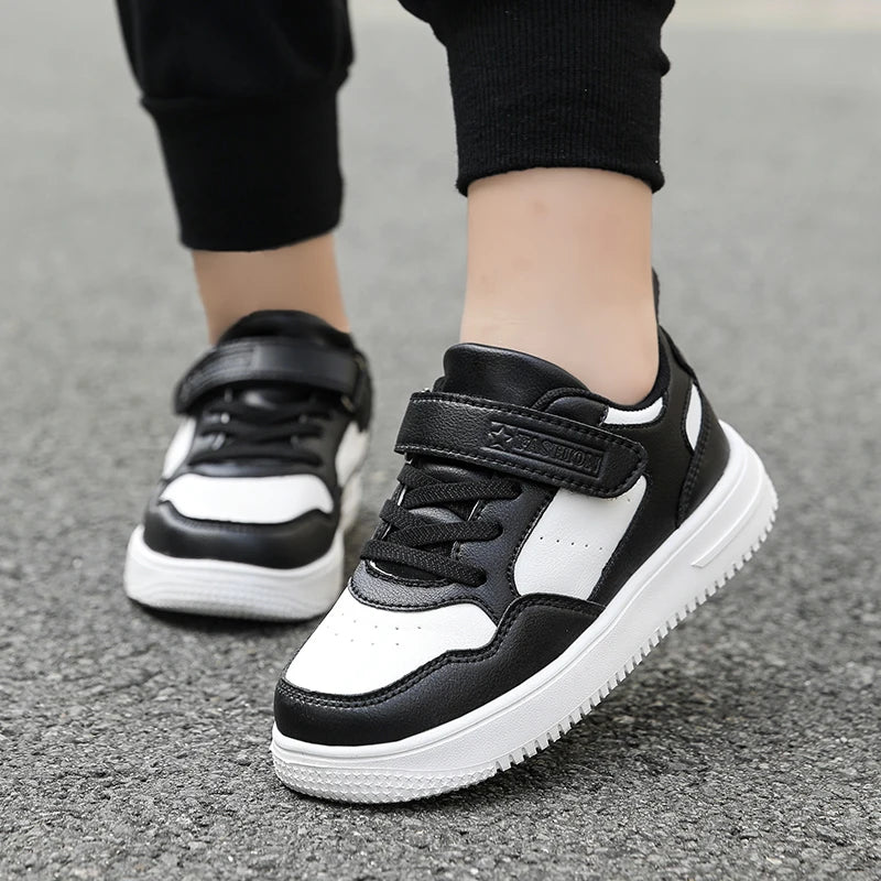 Children Sneaker Boys Casual Shoes Black Leather Flat Student Walking Shoes Non-slip Girl Lightweight Sports Tennis Footwear kids_shoes