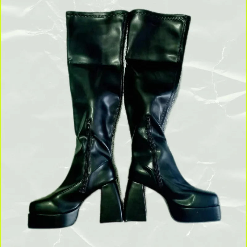 Boots For Woman Knee Shoes On Platform Gothic High Heels Punk Style New Rock Autumn Winter Chunky Pumps Plus Size Women Clothing boots_platform