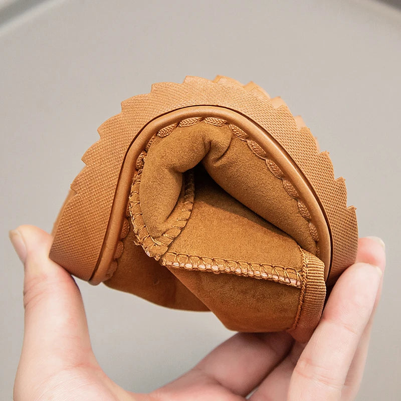 Children Snow Boots Concise Style Plush Chunky Winter Kids Short Boot Solid Color Slip-on Unisex Classic Boys Girls Shoes 23-36 kids_shoes