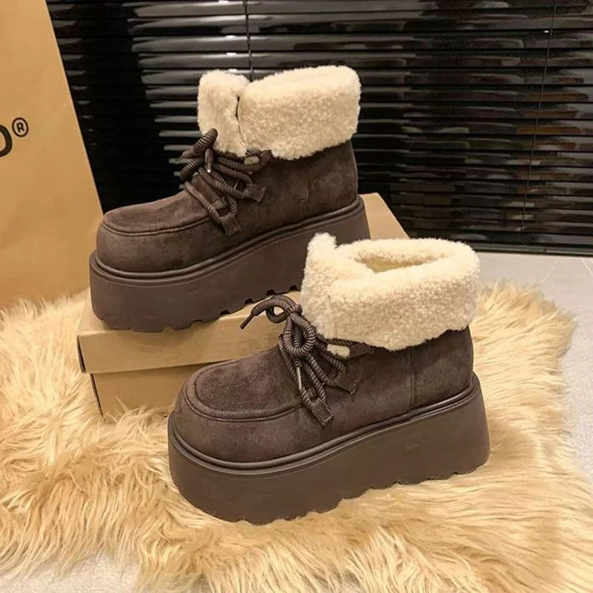 Winter Keep Warm Women Snow Boots Fashion Platform Flats Short Booties Designer Cotton Shoes Botas Mujer Winter Fur Ankle Boots boots_platform