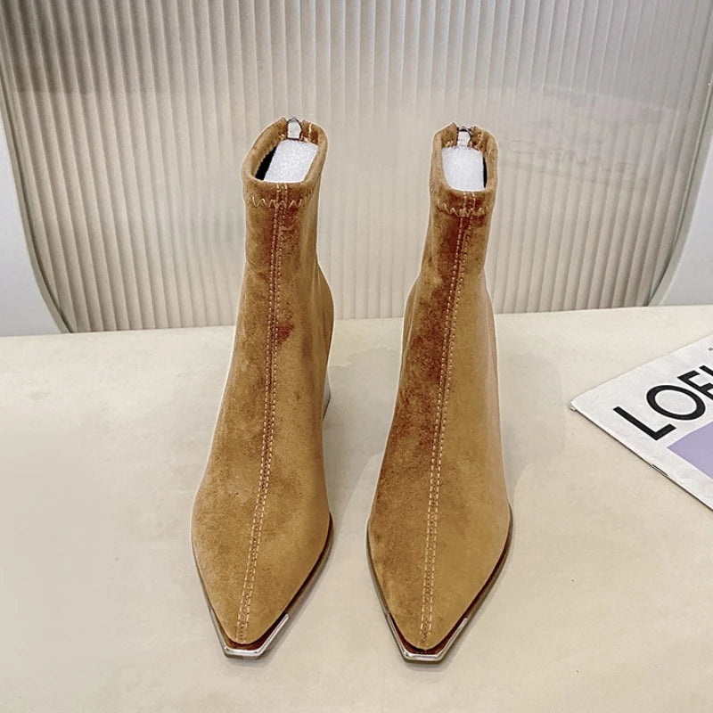 Winter Women Thick Heel Ankle Boots Fashion Pointed Toe Mordern Short Booties Street Style Party Stripper Female Shoes boots_highheel