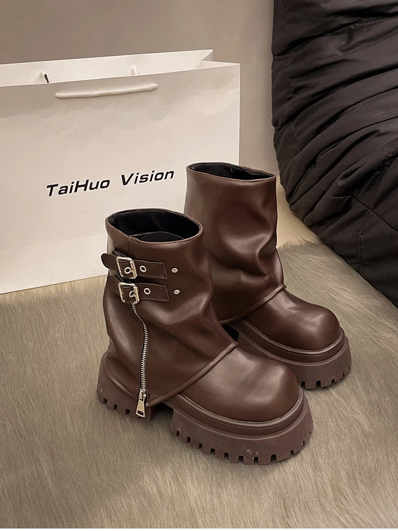 Designer Women Trouser Legs Short Boots Female Platform Thick Bottom Knight Booties Autumn Winter Shoes boots_platform