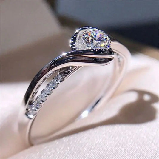 Sparkling 925 Silver Rings Women Shinning White Sapphire Wedding Ring Cubic Zirconia Jewelry Gifts Size 6-10 Elegant