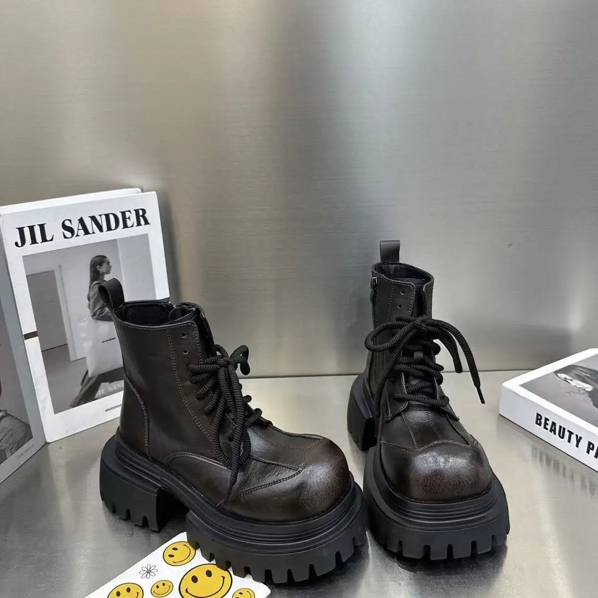 Women's Boots Flats Platform Designer Fad Sport Shoes for Woman Ankle Boots 2025 Winter New Trend Retro Motorcycle Boots Mujer boots_platform