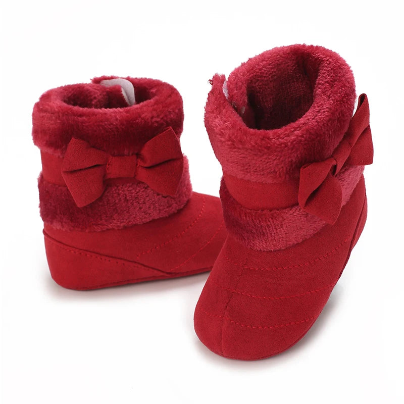 0-18M baby shoes Girls winter plush comfort snow boots cute bow cotton shoes baby soft soled non-slip toddler shoes kids_shoes