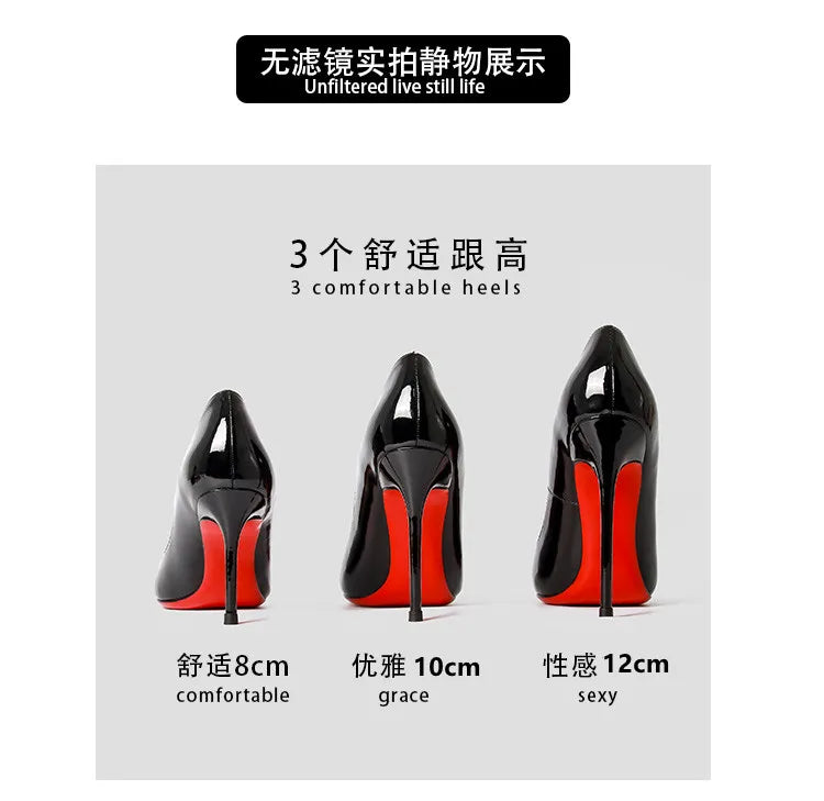 Heels For women 2025 Trend Leather Luxury Red Bottom High Heels 12cm Pointed Toe Stiletto Pumps Elegant Sexy Party Wedding Shoes heels_stiletto