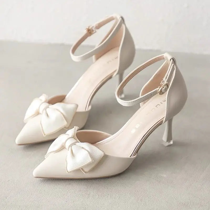 Medium Heel Heels Women's Shoes Trend Pointed Toe Butterfly Stilettos Elegant Dress Weddings Bridal Party White Designer heels_stiletto