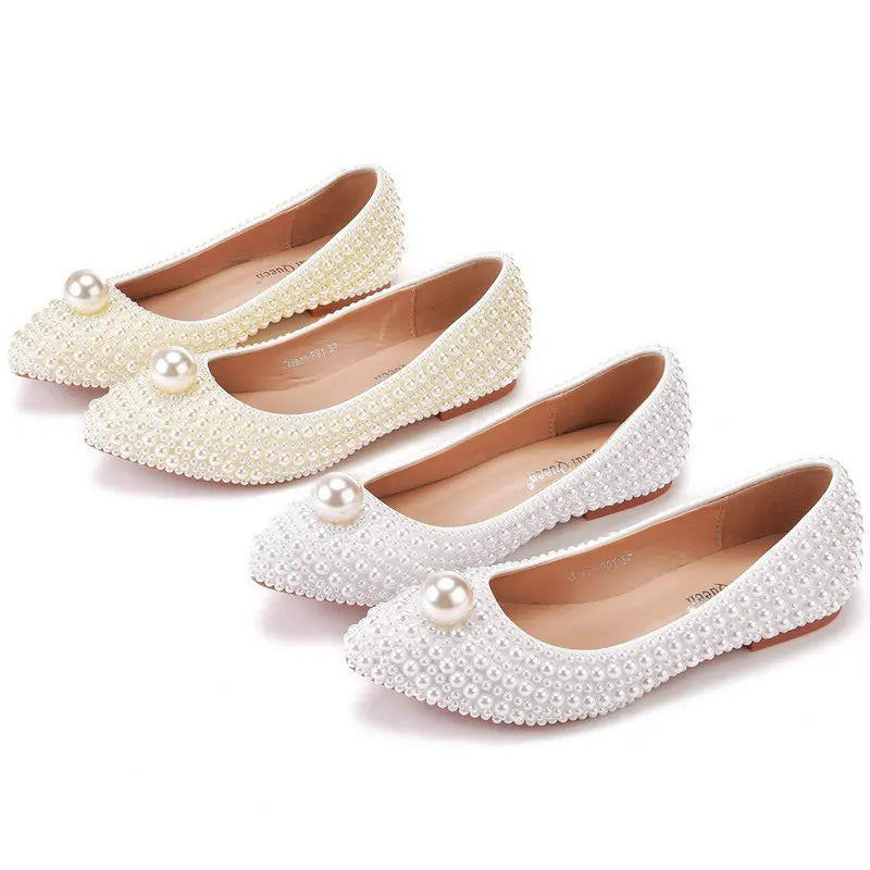 11cm Pearl Wedding Shoes Thin Heel Pointed Single Shoe Large Size Women's Shoes Bride Shoes Dinner Women's Pumps heels_bridal