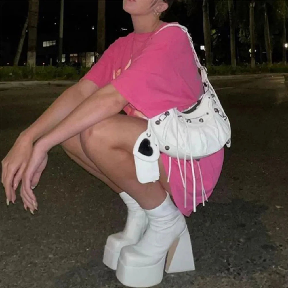 Platform Over The Knee High Boots 2022 Brand Design Zipper White Black Fashion Motorcycle Boots Sexy Party Walking Comfy Shoes boots_platform