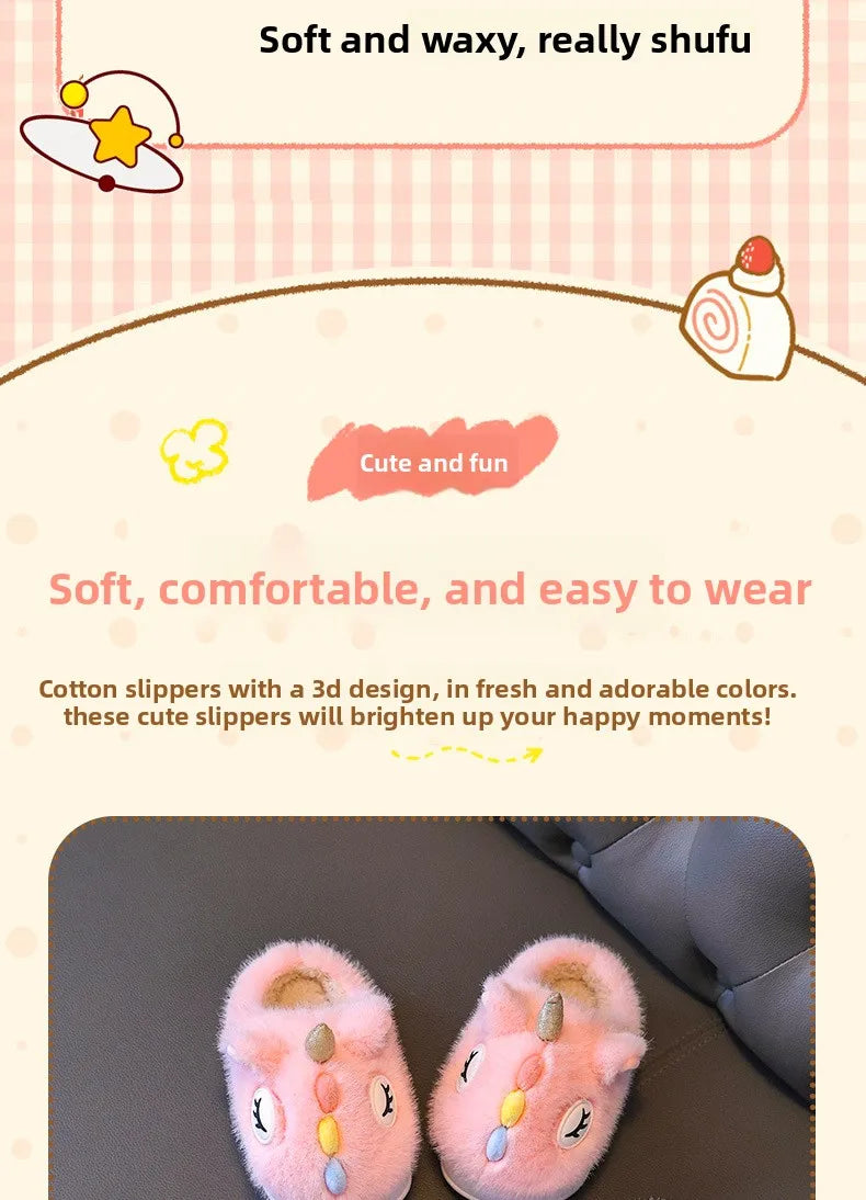 2025 New Winter Kids Plush Slippers Cartoon  Children's Indoor Slides Non-Slip Soft Mule Girls Boys Warm House Cotton Shoes kids_shoes