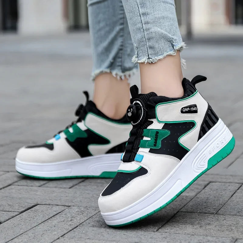 Children's Roller Skates Student Quad-Wheel Skates Women's Double-Wheel Deforming Boys' Inline Skates Cross-Border Supply Shoes kids_shoes