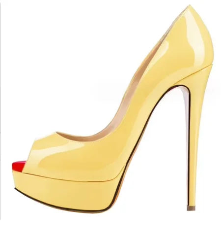 Women's Sexy Peep Toe Platform Stiletto Slip on Super High Heel Pumps Party Dress Wedding Shoes 14cm Big Size