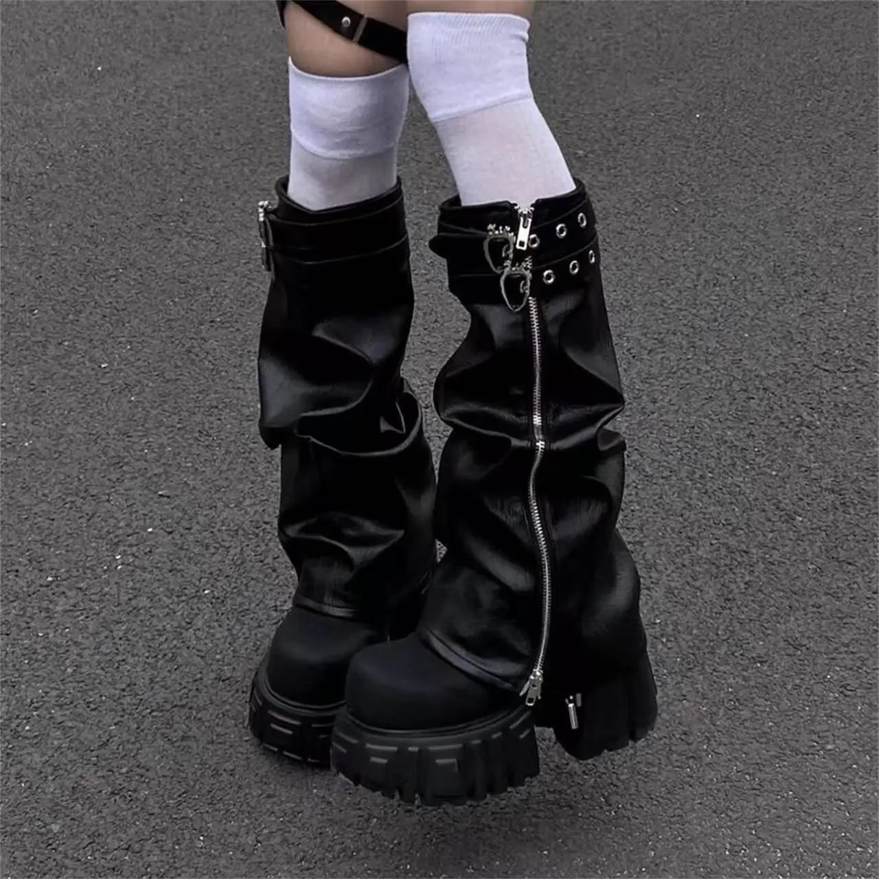 Designer Women's High Boots Platform Knee High Heeled Shoes Winter 2025 Goth Motorcycle Boots New Walking Chelsea Mujer Botas boots_platform